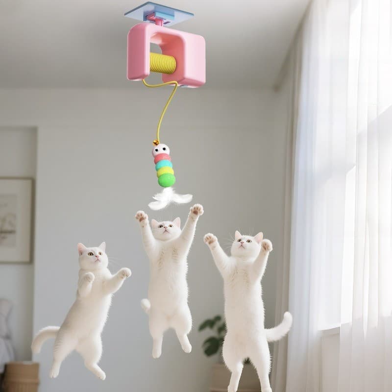 Brinquedo Interativo Elétrico para Gatos Corda Elástica Pássaro Voador Automático Anti Estresse Pet