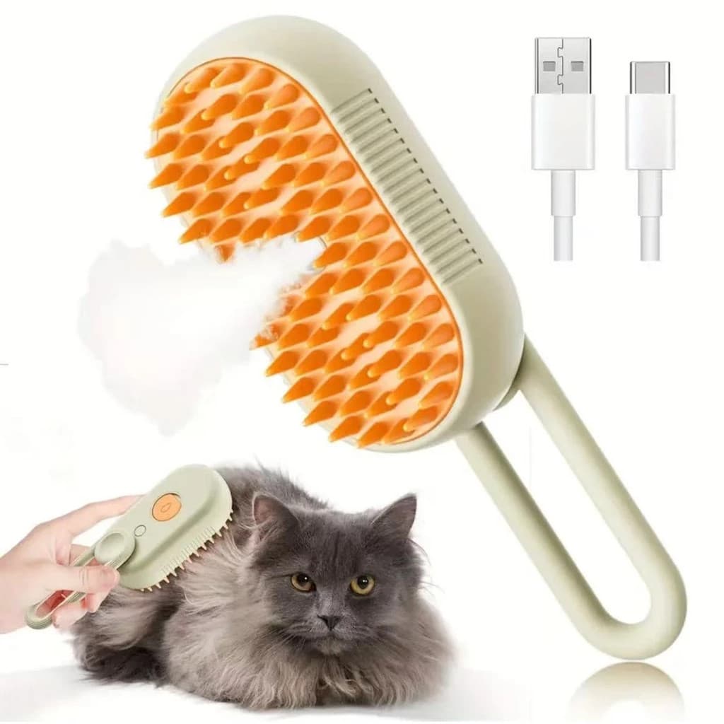 Escova A Vapor Para Gatos Cães 3 Em 1 Escovas Elétricas De Pêlos Pentes De Massagem Animais De Estimação Remoção