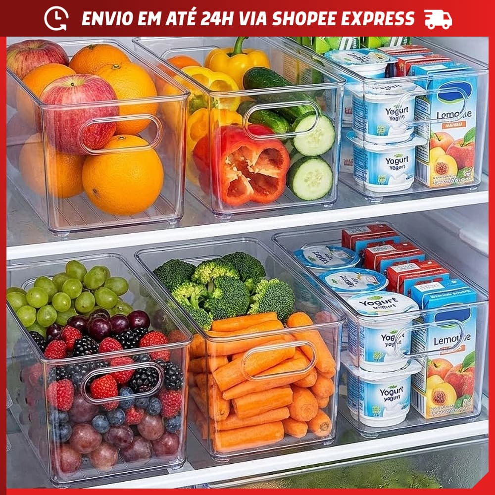 Kit Organizador de Geladeira Armário Multiuso Caixa Organizadora Monte seu Kit