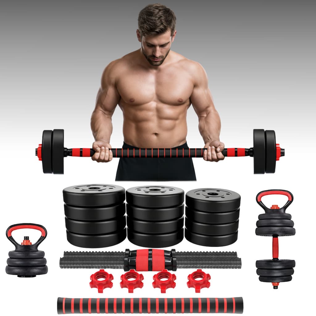 Kit Halteres 6 Em 1  Musculação Funcional Barra Supino Kettlebell 10/15/20kg Wing