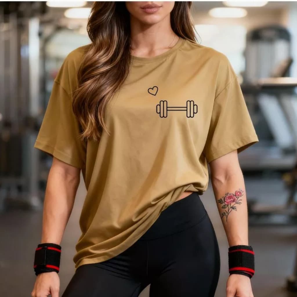 Camisetão T-shirt Oversized 100% Algodão Feminina Gym Treino Academia Fitness Musculação halter