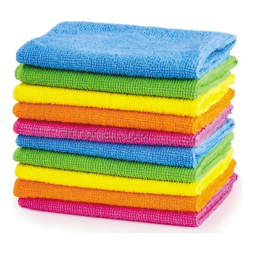 Kit Com 10un Pano Flanela Microfibra - 30cm X 30cm - Multiuso - Sortida