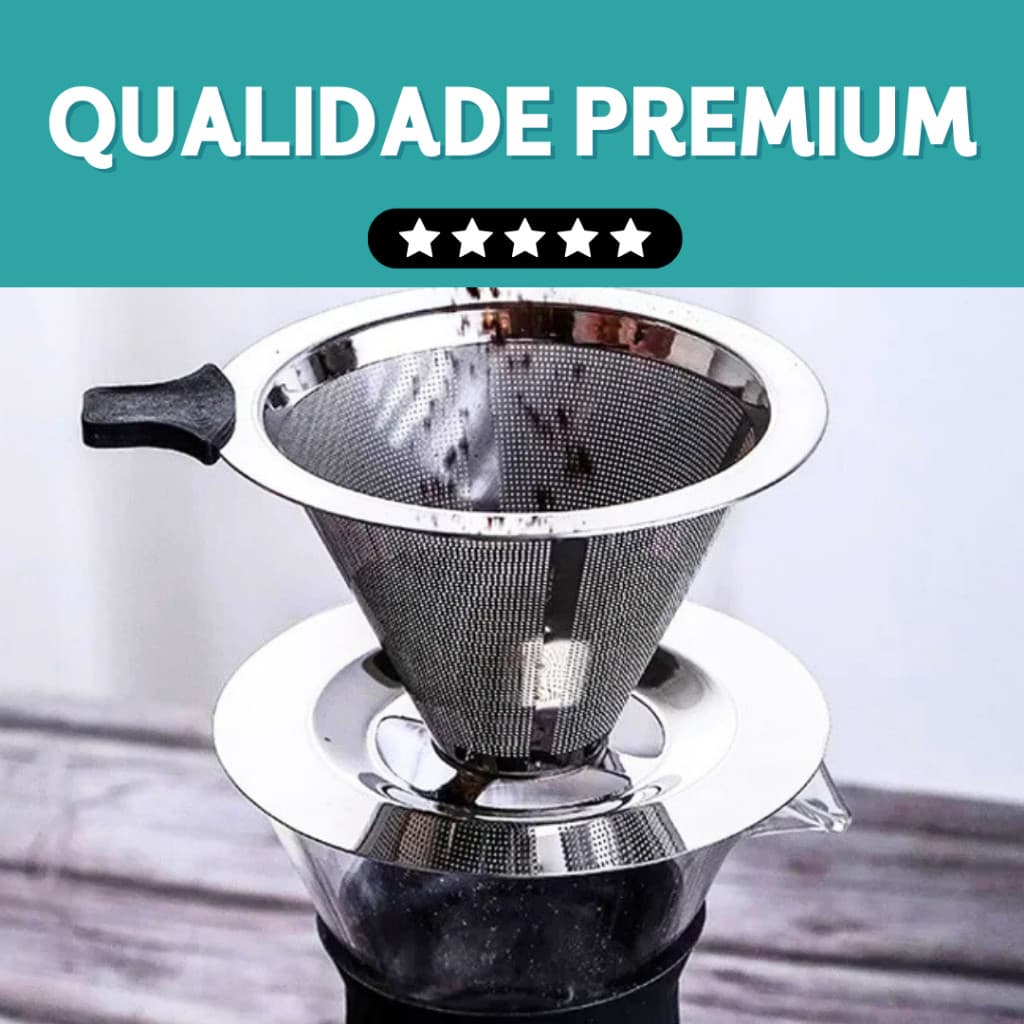 Filtro Coador De Café Inox 103/102/101 - Com Pegador em Silicone - Peneira Aço Reutilizável  - CH
