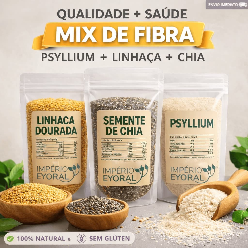 Mix de Sementes Chia + Linhaça + Psyllium Fibras Low Carb