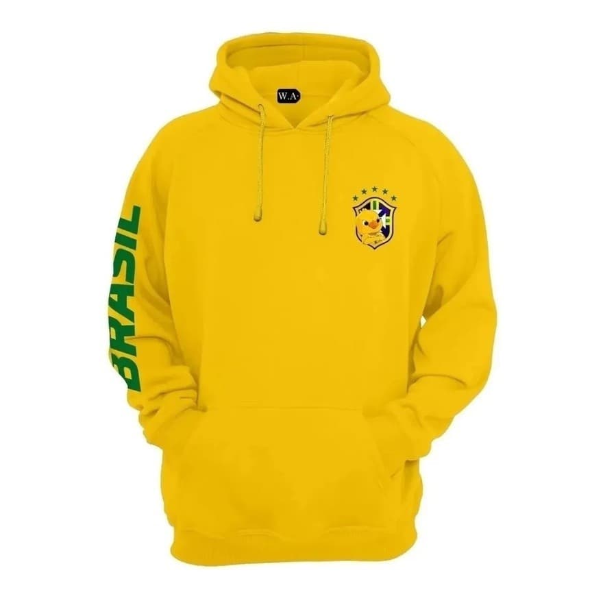 Blusa de frio do brasil moletom canguru torcedor brasileiro masculino e feminino unissex blusa com capuz e bolso