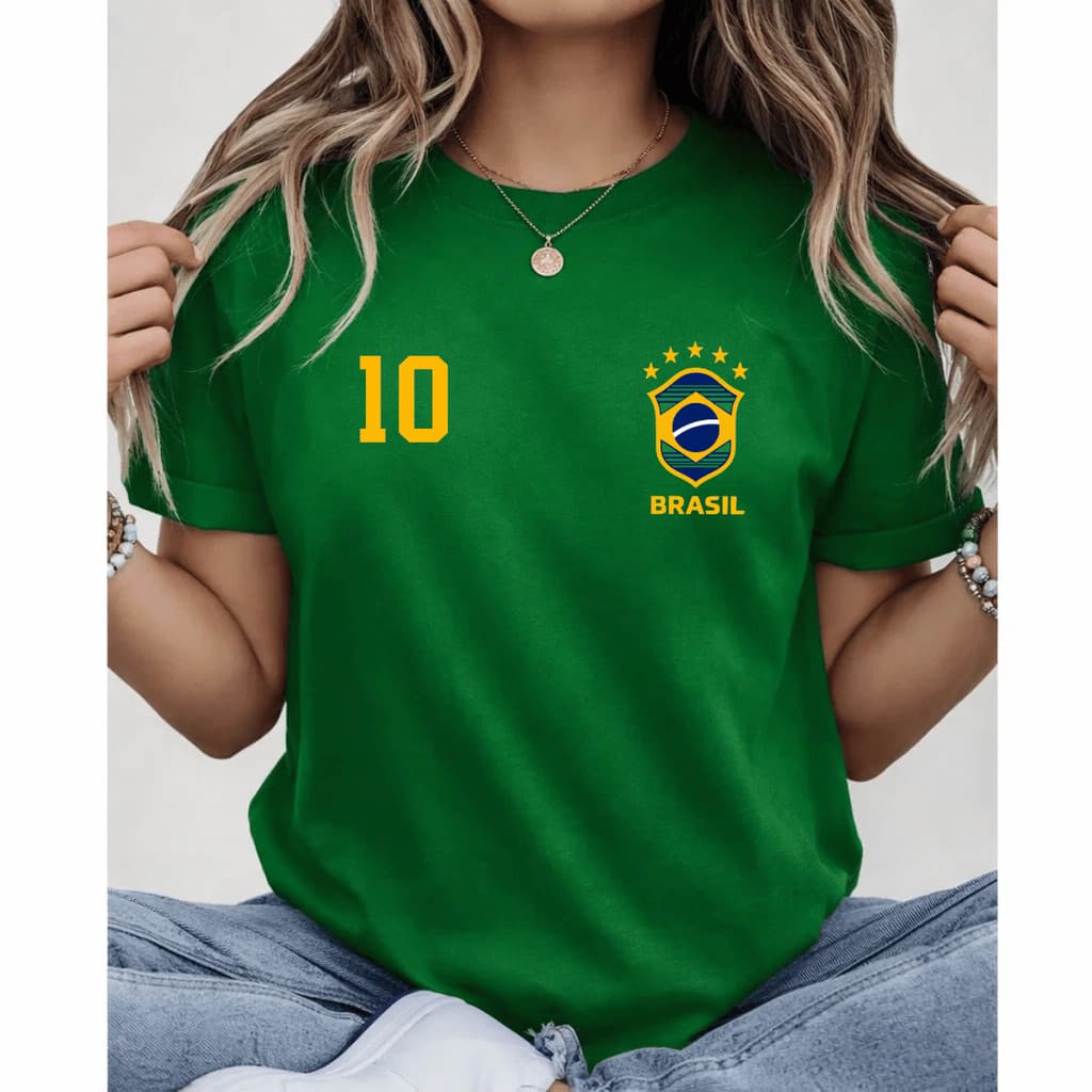 Camiseta Feminina Masculina Camisa 10 Brasil T-shirt 100% Algodão Unissex
