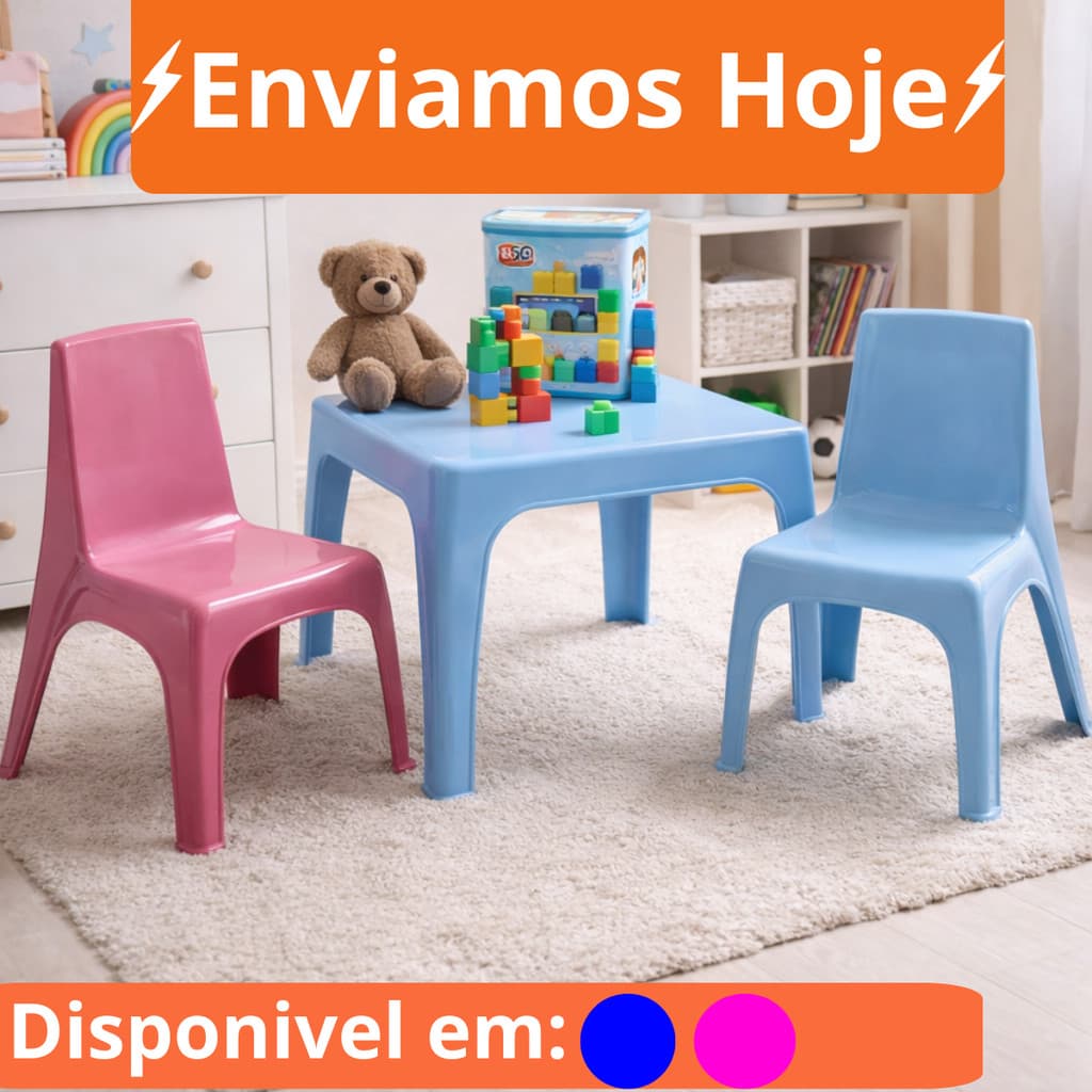 Mesinha Infantil com Cadeira Azul ou Rosa - Mesa Criança