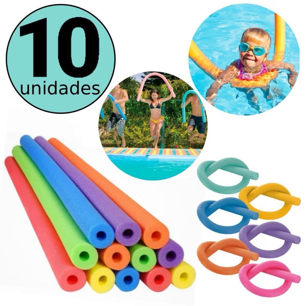 Kit 10 Un Boia Espaguete Macarrão Flutuador Piscina Natação Cor Colorido