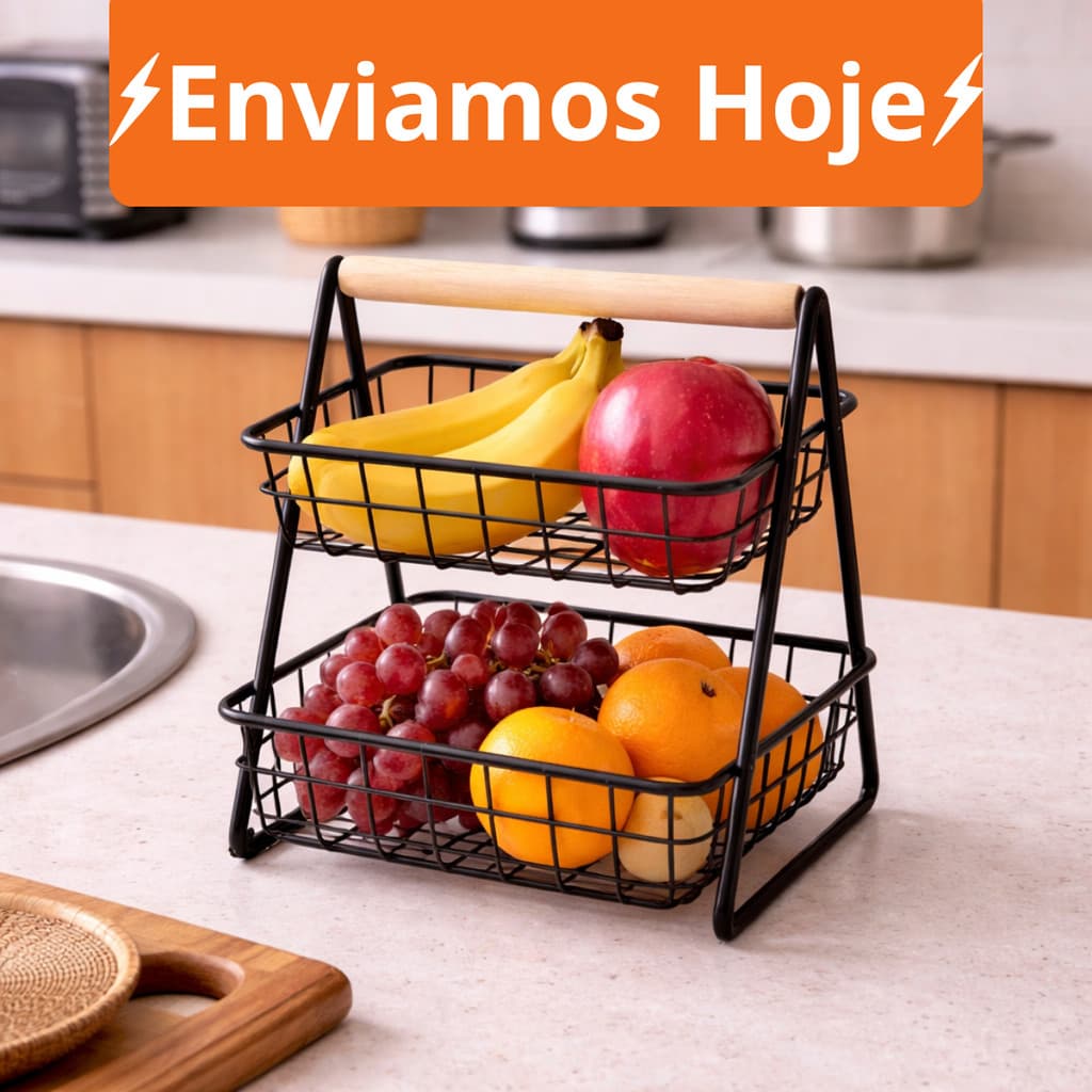 Fruteira de Mesa ou Cesto Multiuso Cesta de metal portátil Organizador para Casa Cozinha Escritório ES