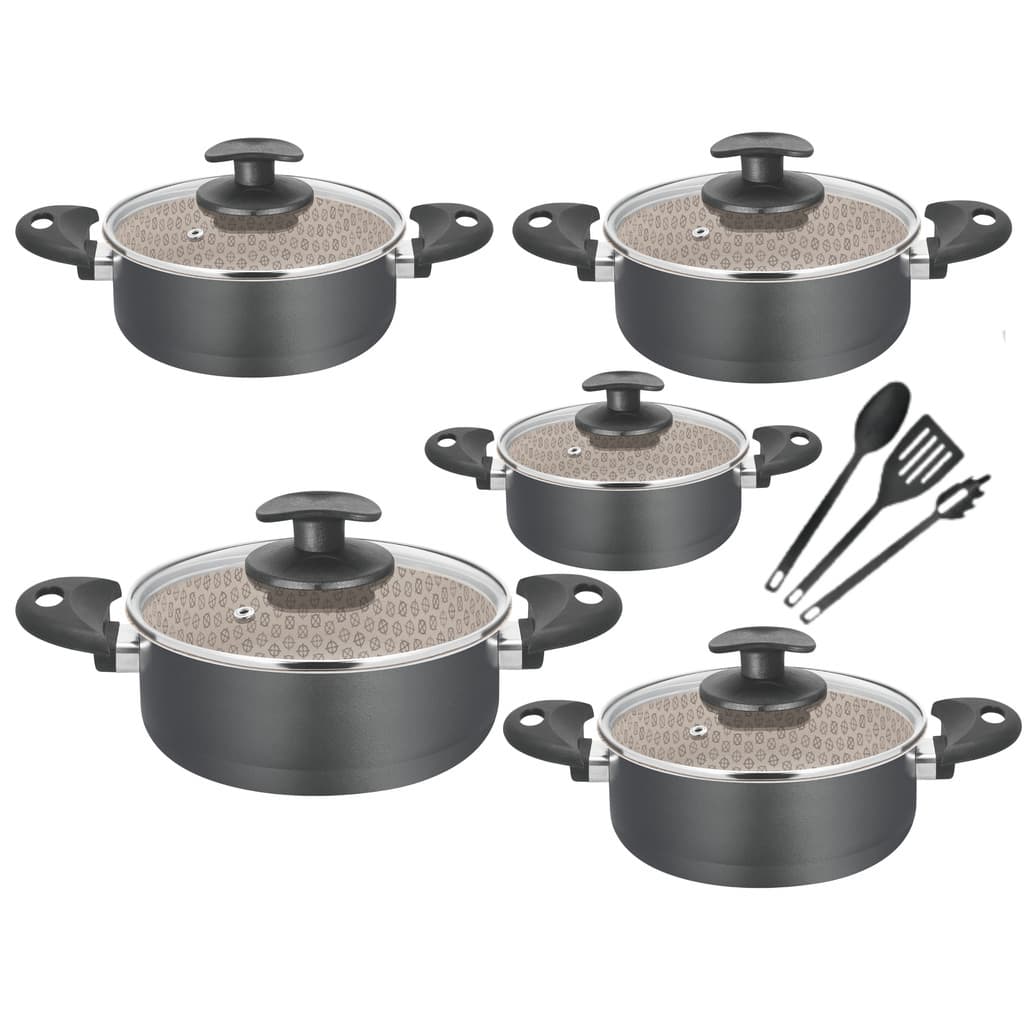 jogo Cacarola 14 - 22 tampa vidro grafite