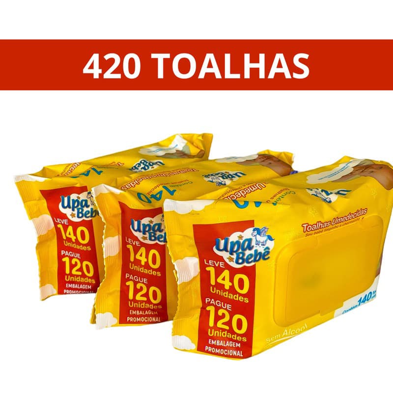 Caixa Kit Com 420 Toalhas Umedecidas/3 Pacotes- Upa Bebê Promoção