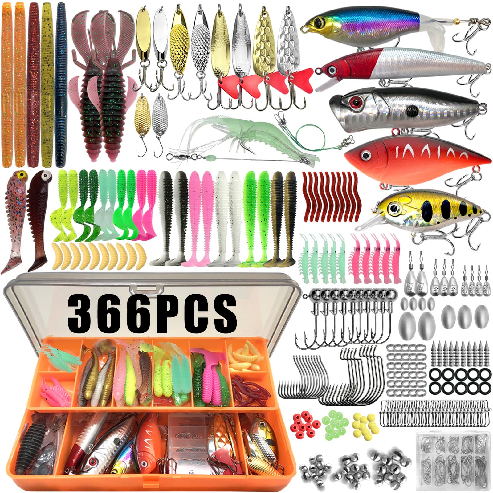 Conjunto De Isca De Pesca Caixa Macia Dura Ganchos Sal Água Doce